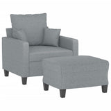 vidaXL Fauteuil met voetenbank 60 cm stof lichtgrijs