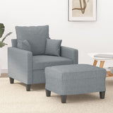 vidaXL Fauteuil met voetenbank 60 cm stof lichtgrijs