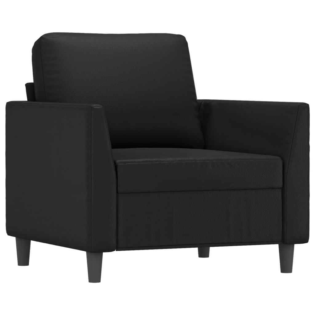 vidaXL Fauteuil met voetenbank 60 cm kunstleer zwart