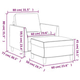 vidaXL Fauteuil met voetenbank 60 cm kunstleer zwart