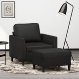 vidaXL Fauteuil met voetenbank 60 cm kunstleer zwart