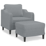 vidaXL Fauteuil met voetenbank 60 cm stof lichtgrijs