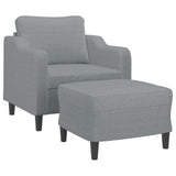 vidaXL Fauteuil met voetenbank 60 cm stof lichtgrijs
