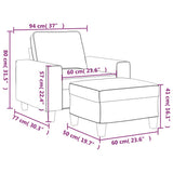 vidaXL Fauteuil met voetenbank 60 cm stof lichtgrijs