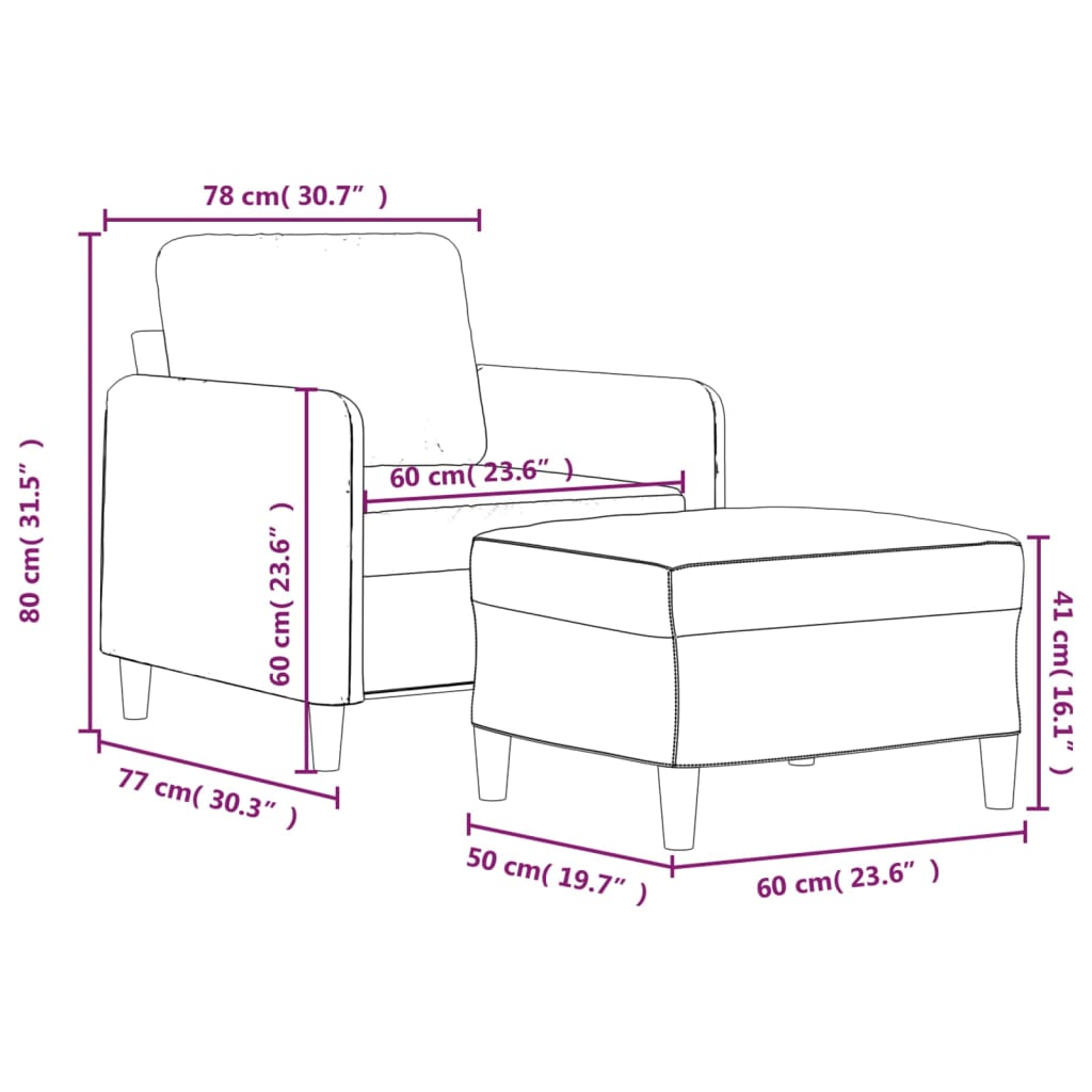 vidaXL Fauteuil avec banque de rangement 60 cm gris gris