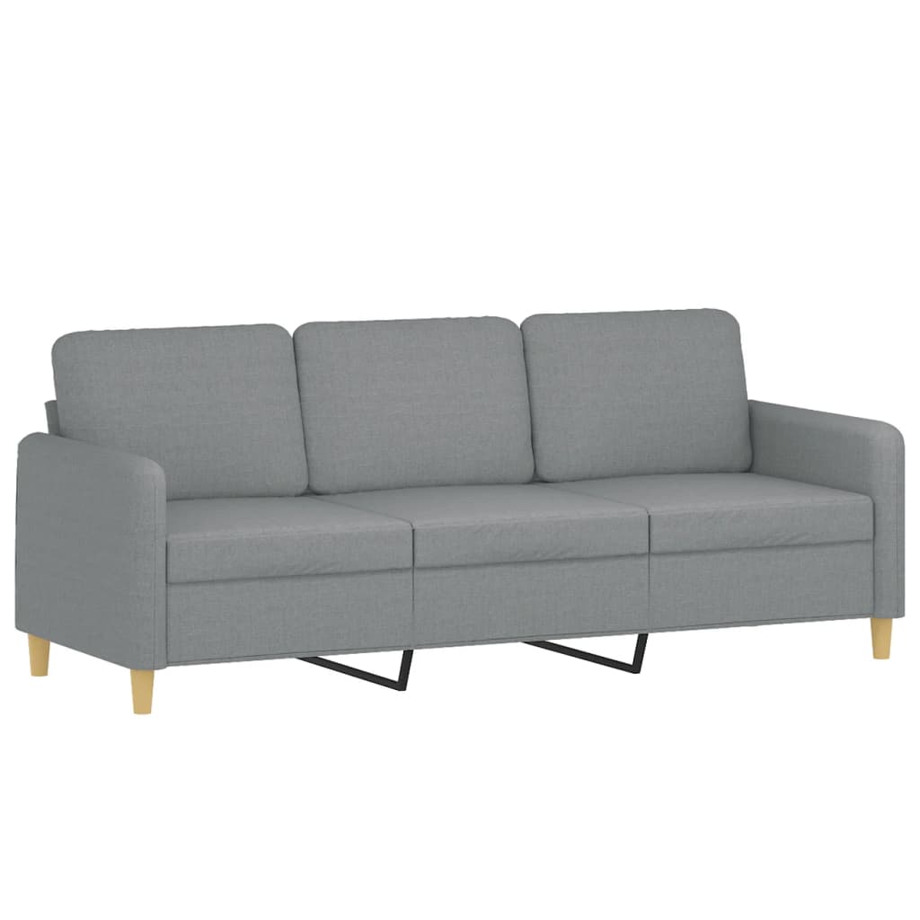 vidaXL Driezitsbank met voetenbank 180 cm stof lichtgrijs