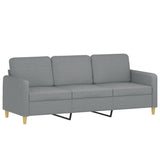 vidaXL Driezitsbank met voetenbank 180 cm stof lichtgrijs