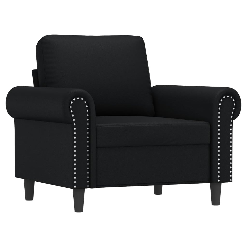 vidaXL Fauteuil met voetenbank 60 cm kunstleer zwart