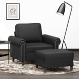 vidaXL Fauteuil met voetenbank 60 cm kunstleer zwart