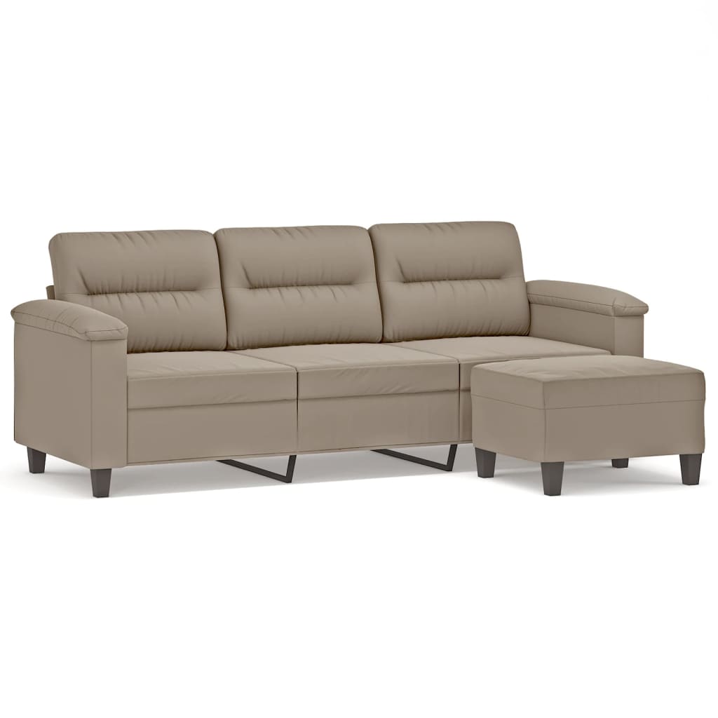 vidaXL Driezitsbank met voetenbank 180 cm microvezelstof taupe