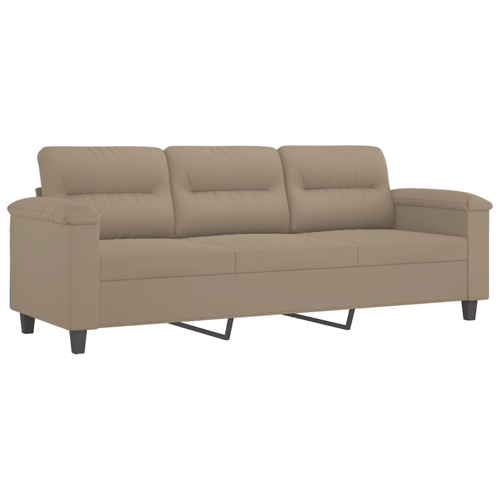 vidaXL Driezitsbank met voetenbank 180 cm microvezelstof taupe