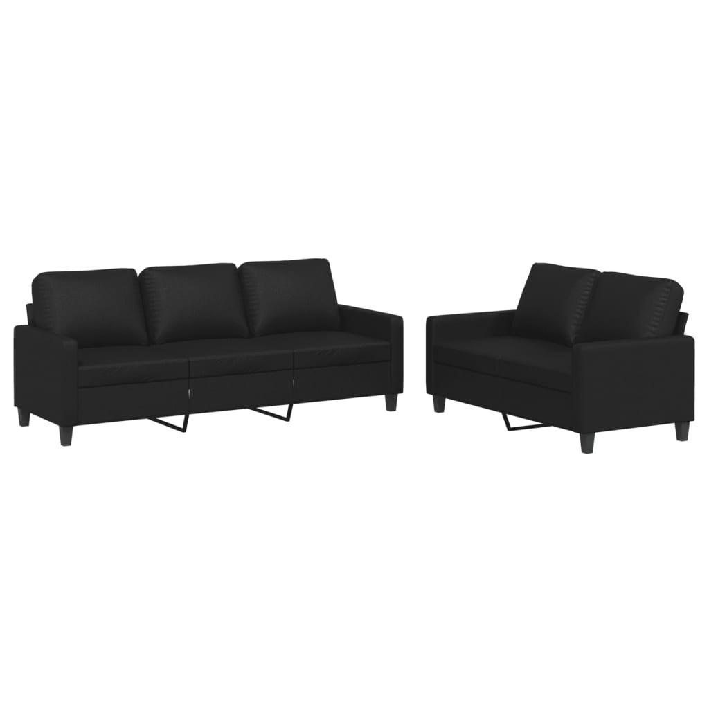 vidaXL 2-delige Loungeset met kussens kunstleer zwart