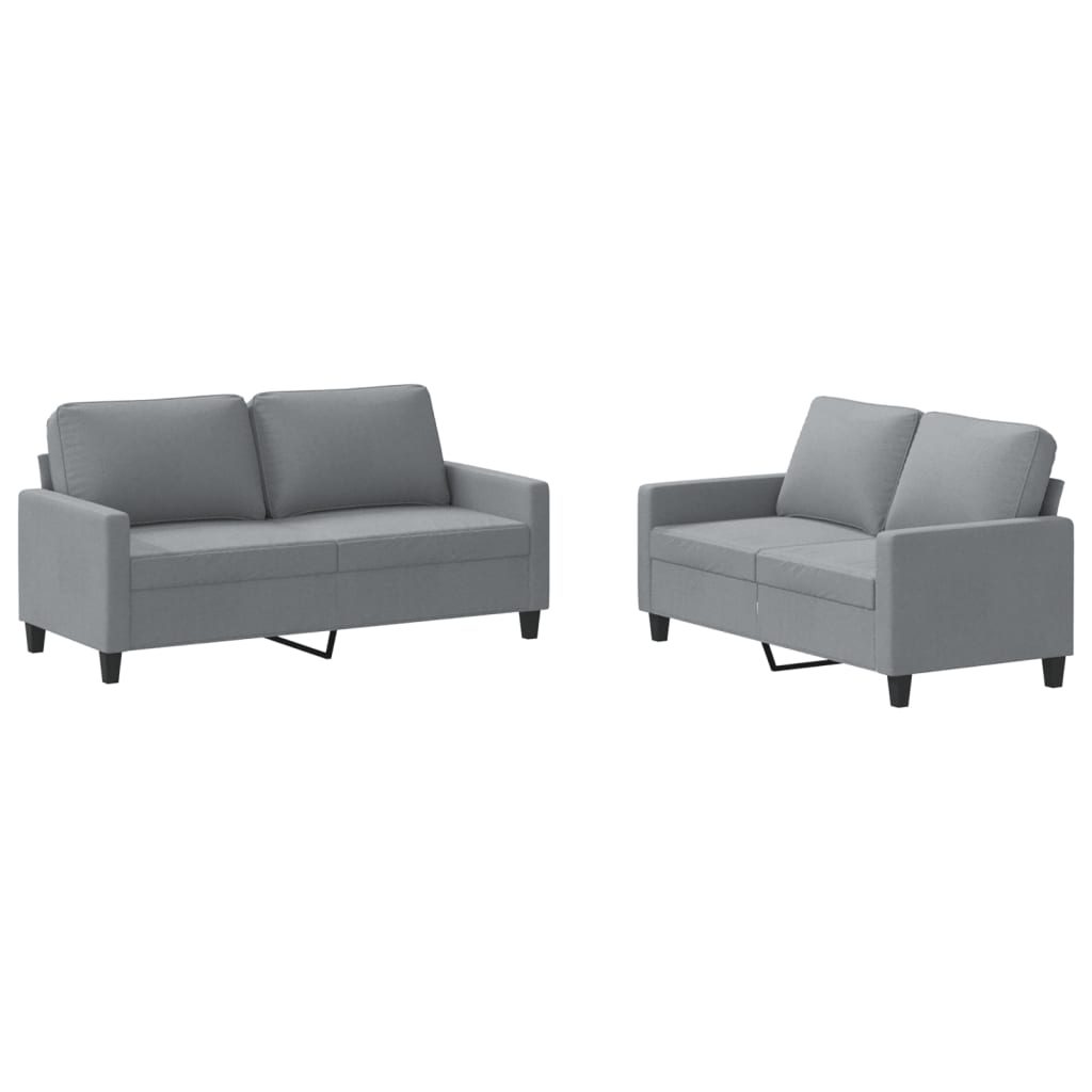 vidaXL 2-delige Loungeset met kussens stof lichtgrijs