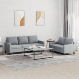 vidaXL 2-delige Loungeset met kussens stof lichtgrijs