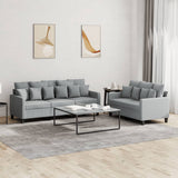 vidaXL 2-delige Loungeset met kussens stof lichtgrijs