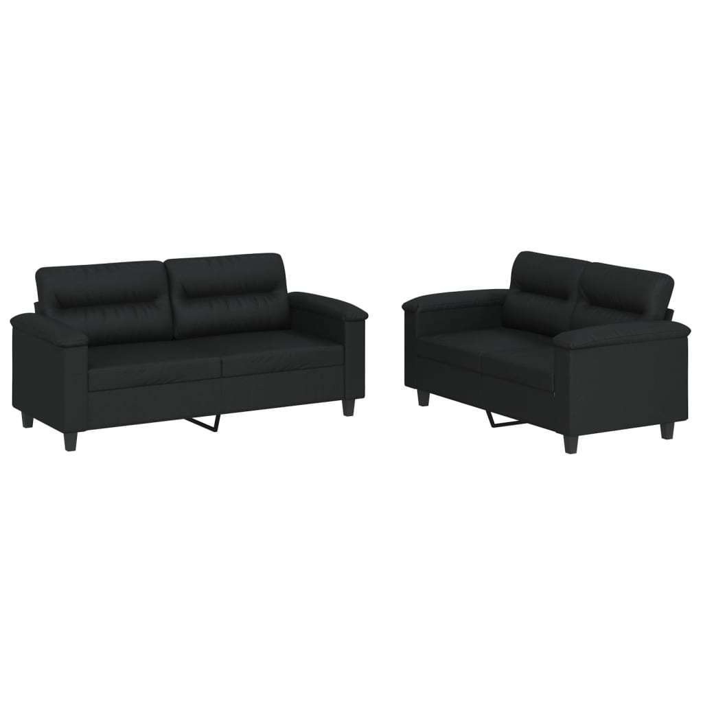 vidaXL 2-delige Loungeset met kussens kunstleer zwart