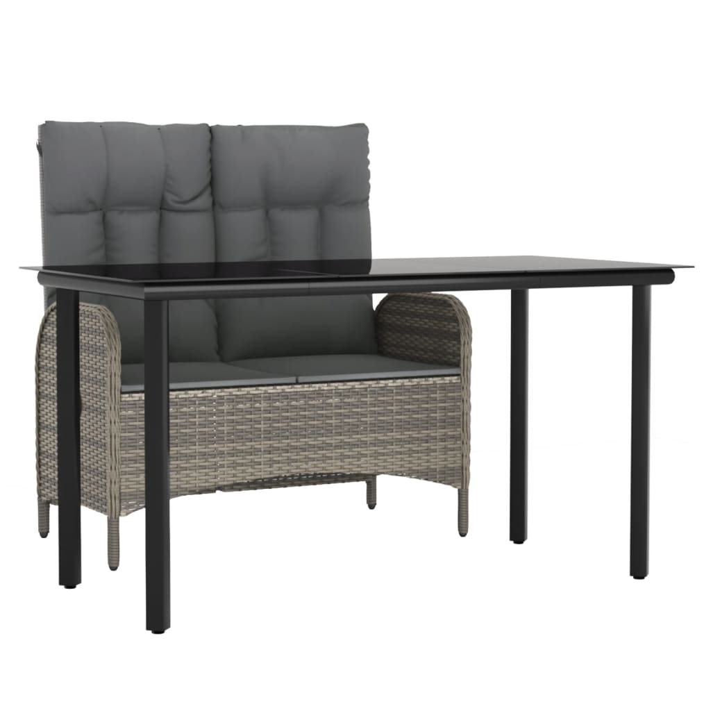 vidaXL 2-Piece Garden Lounge Set with Cushions Poly Rattan Grey