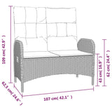 vidaXL 2-Piece Garden Lounge Set with Cushions Poly Rattan Grey