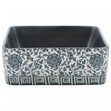 vidaXL Opzetwasbak rechthoekig 46x35,5x13 cm céramique noir et bleu