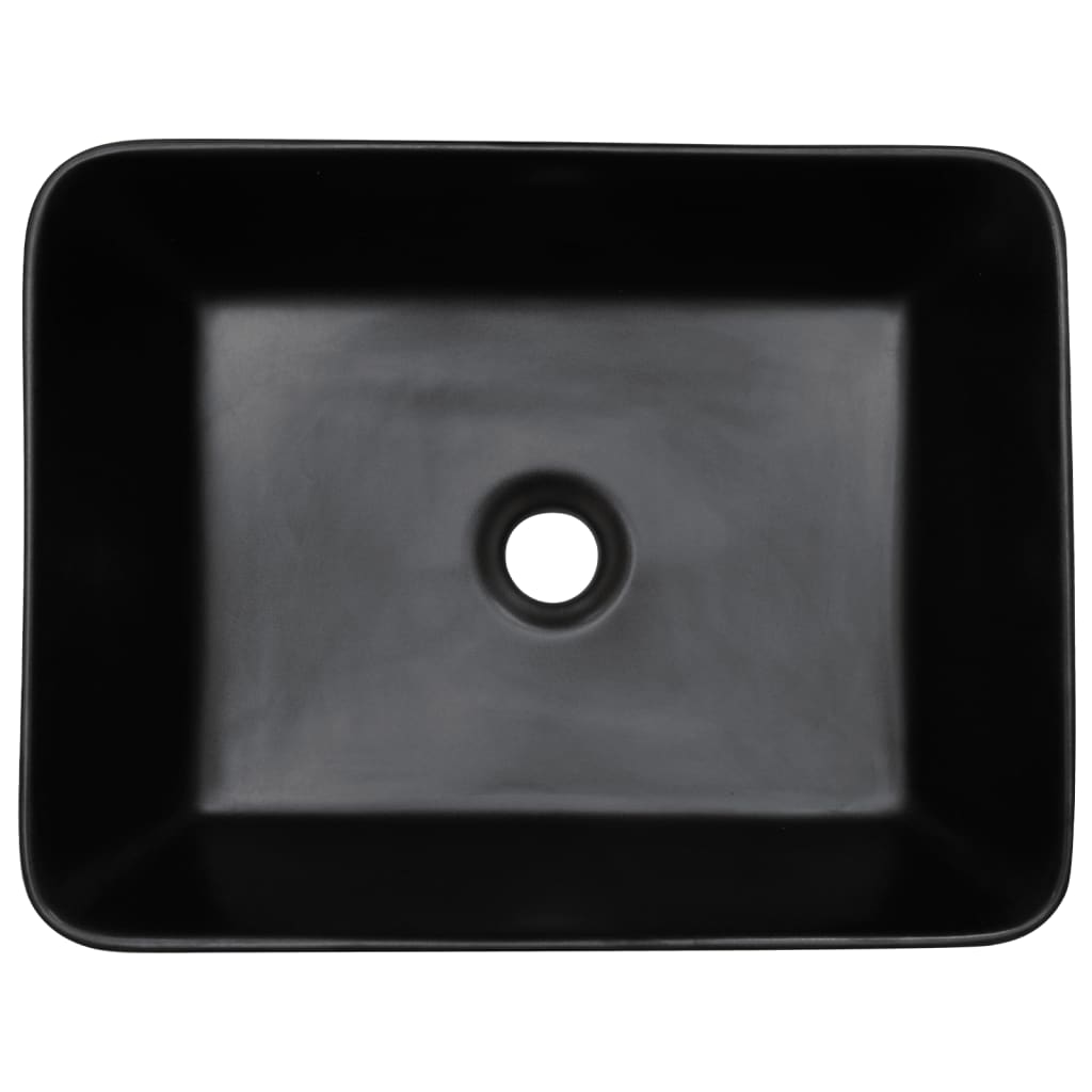 vidaXL Opzetwasbak rechthoekig 46x35,5x13 cm céramique noir et bleu