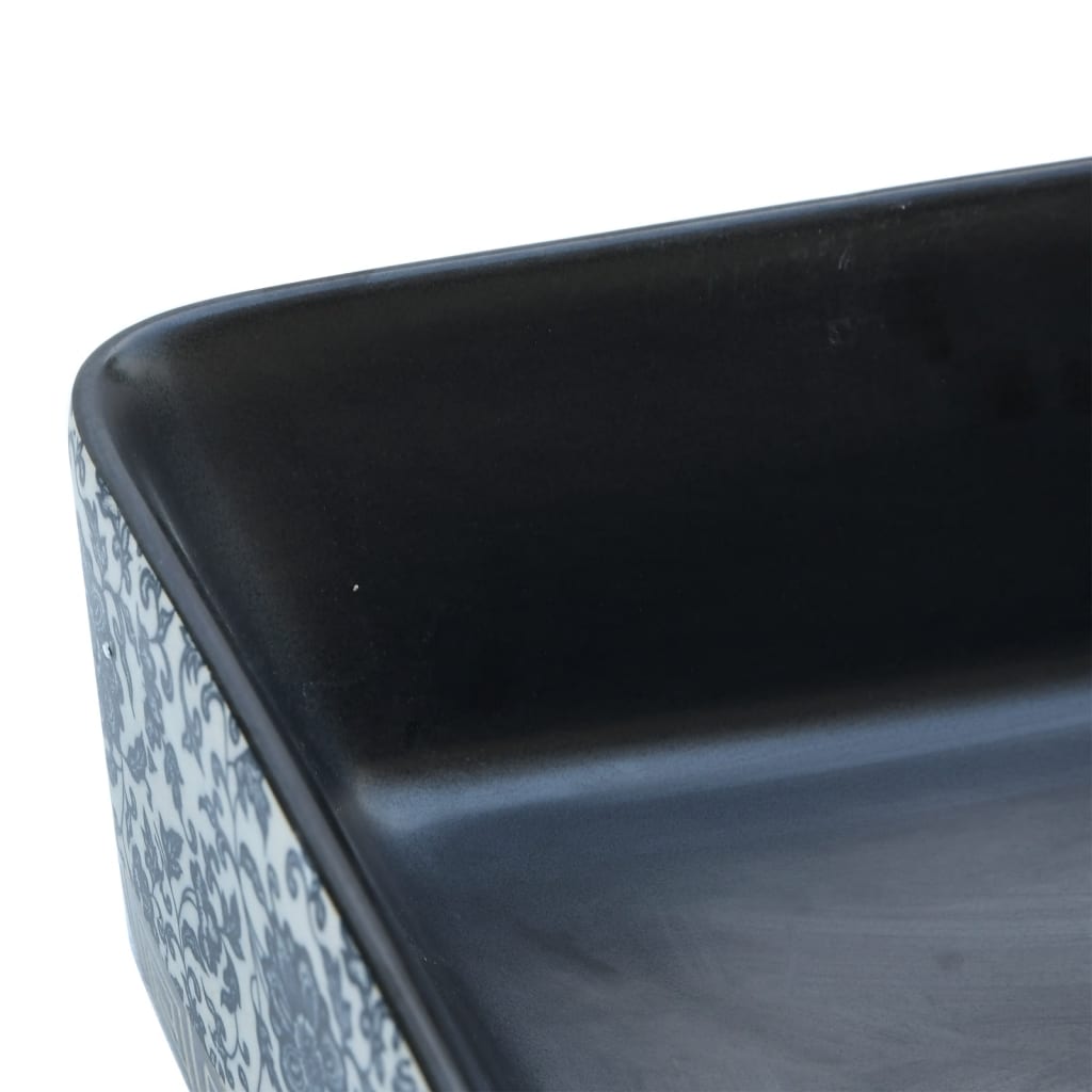 vidaXL Opzetwasbak rechthoekig 46x35,5x13 cm céramique noir et bleu