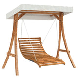 vidaXL Schommelbed met luifel vurenhout met teak afwerking