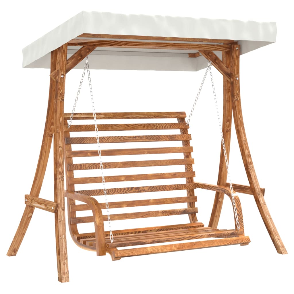 vidaXL Schommelbank met luifel vurenhout met teak afwerking