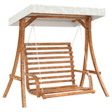 vidaXL Schommelbank met luifel vurenhout met teak afwerking