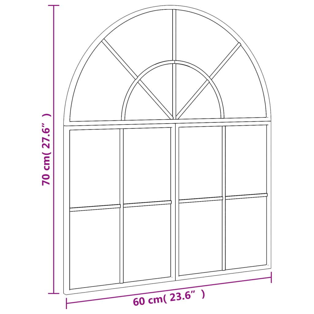 vidaXL Arch Wall Mirror 60x70 cm Iron Black