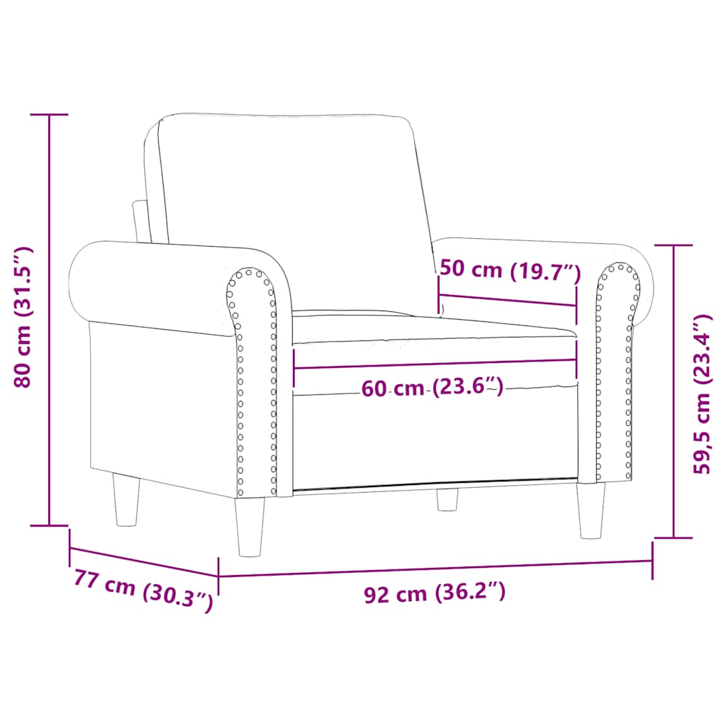 vidaXL Fauteuil 60 cm kunstleer zwart