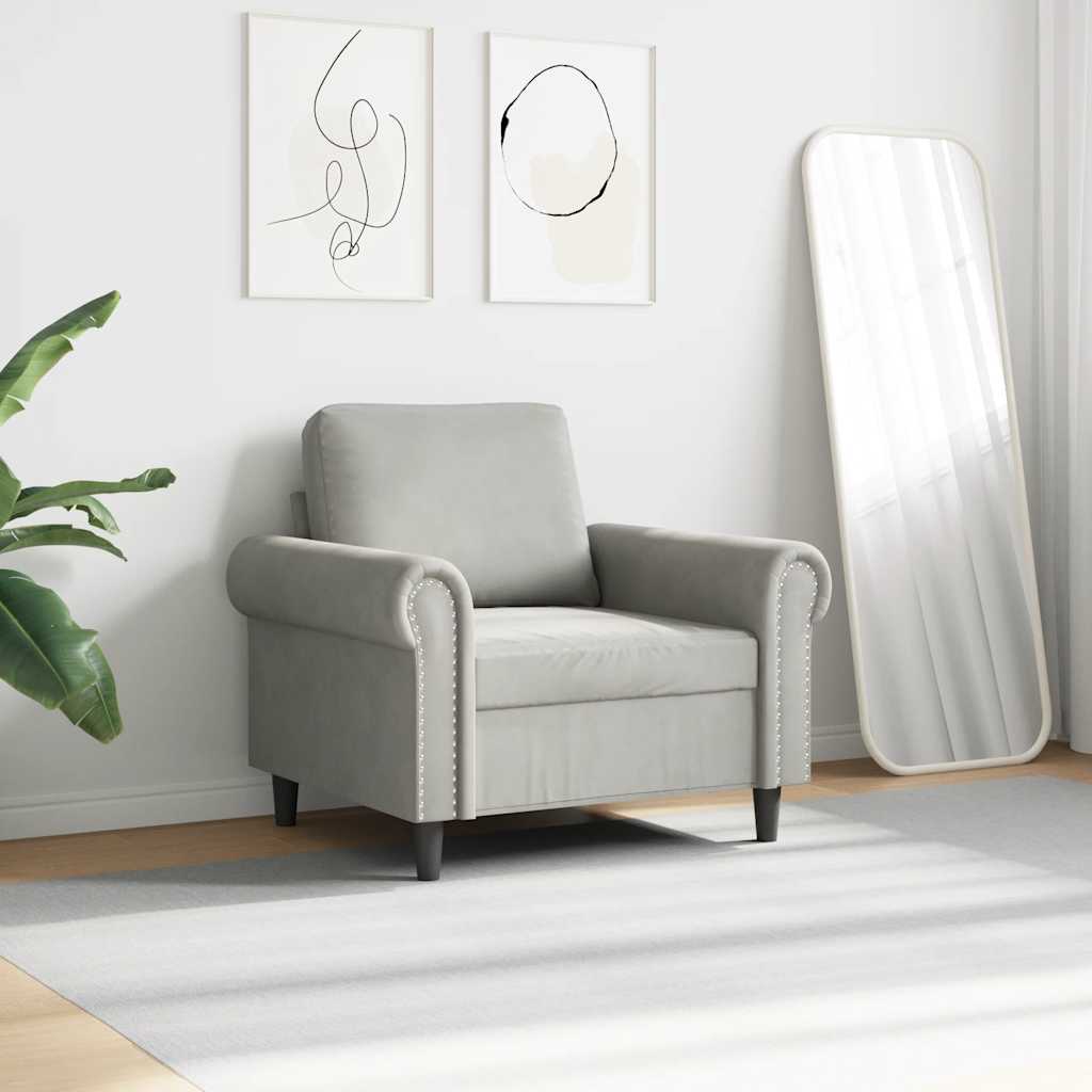 vidaXL Fauteuil 60 cm fluweel lichtgrijs