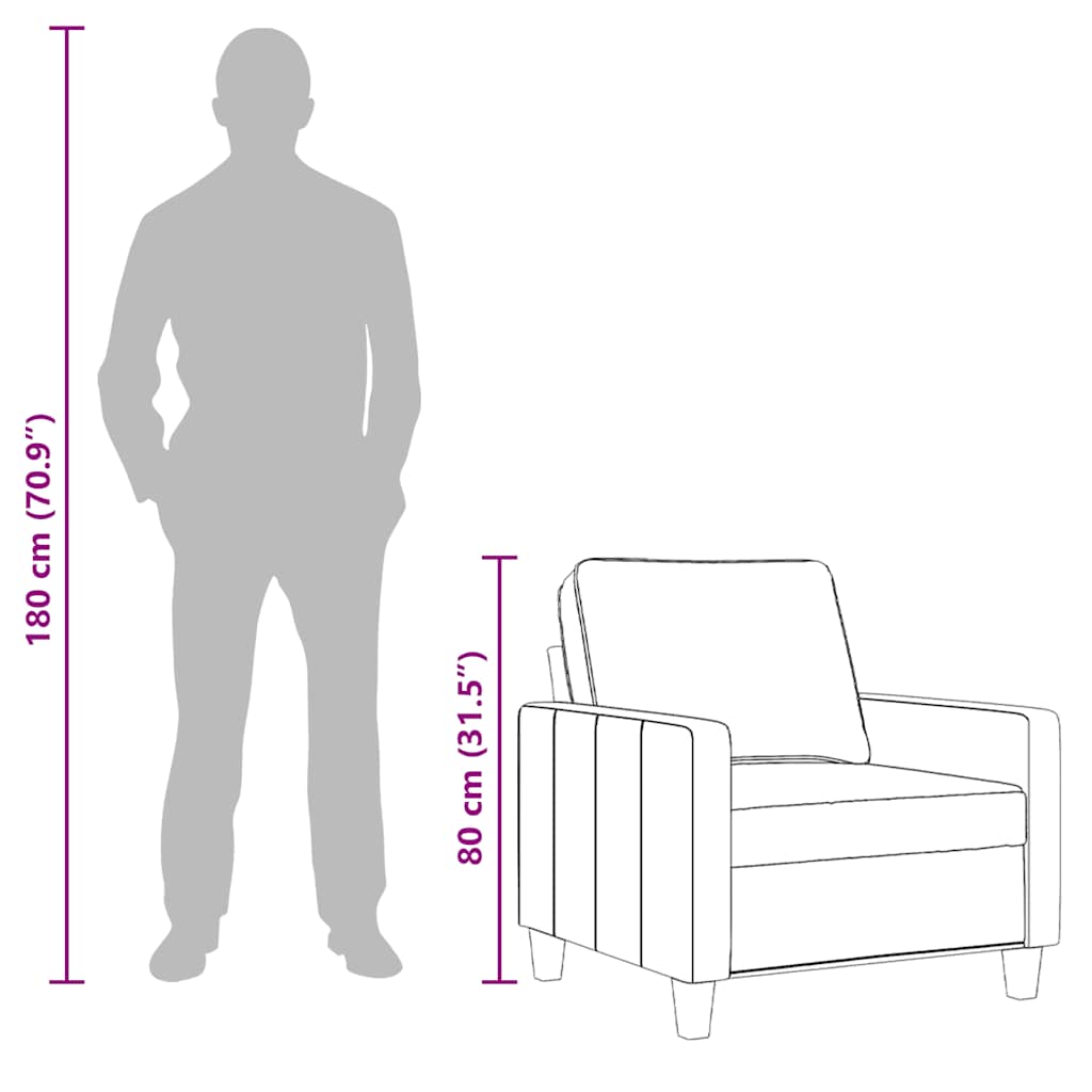 vidaXL Armchair 60 cm fabric light grey