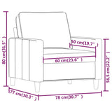 vidaXL Armchair 60 cm velvet light grey