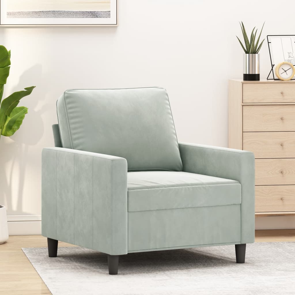 vidaXL Armchair 60 cm velvet light grey