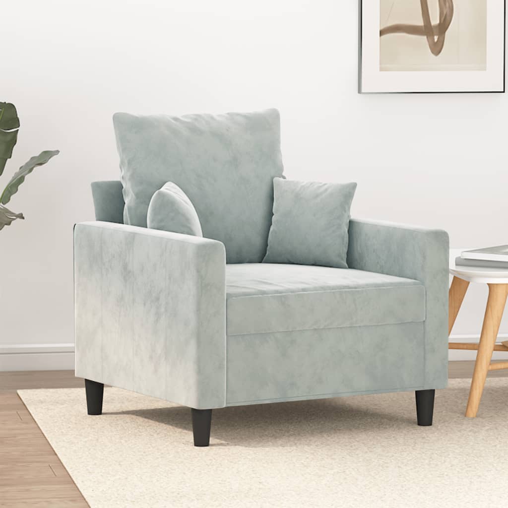 vidaXL Fauteuil 60 cm fluweel lichtgrijs