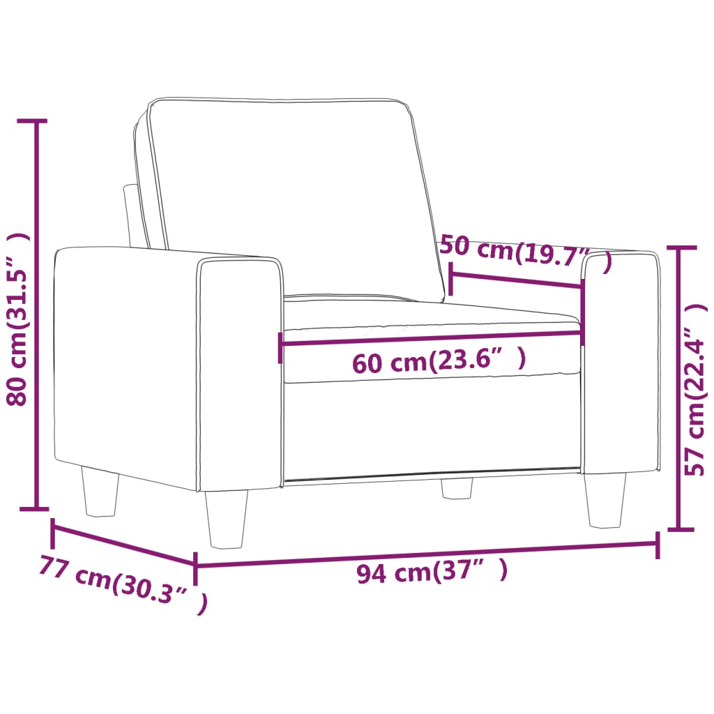 vidaXL Fauteuil 60 cm stof lichtgrijs