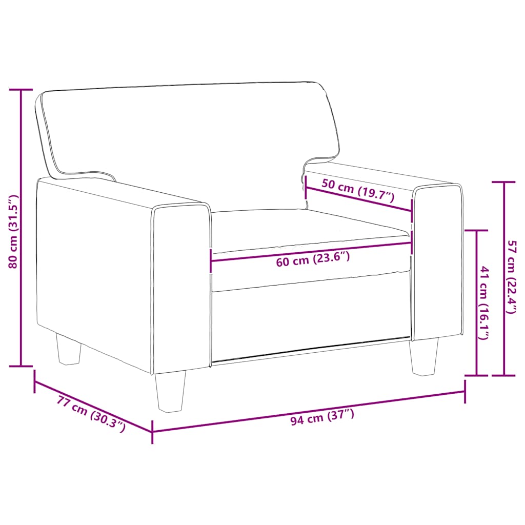 vidaXL Armchair 60 cm artificial leather black