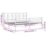 vidaXL Bed Frame with Headboard Solid Wood Grey 200x200 cm