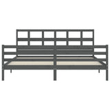 vidaXL Bed Frame with Headboard Solid Wood Grey 200x200 cm