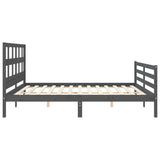 vidaXL Bed Frame with Headboard Solid Wood Grey 200x200 cm