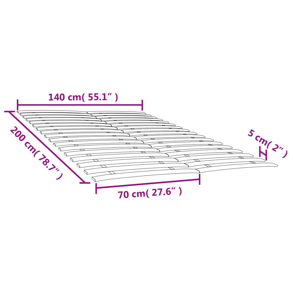 vidaXL Bed Slat Replacement with 34 Slats 2 pcs 70x200 cm