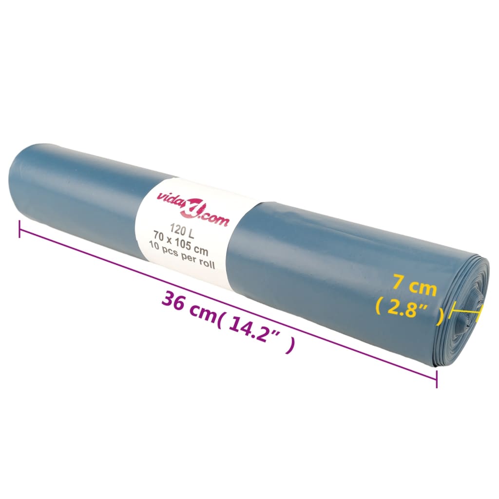 vidaXL Vuilniszakken 100 st 120 l blauw