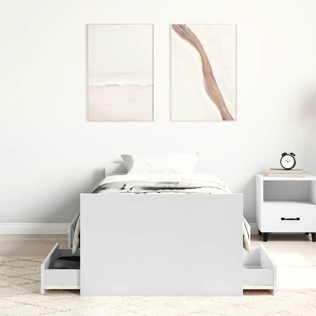 vidaXL Bedframe met hoofd- en voeteneinde wit 100x200 cm