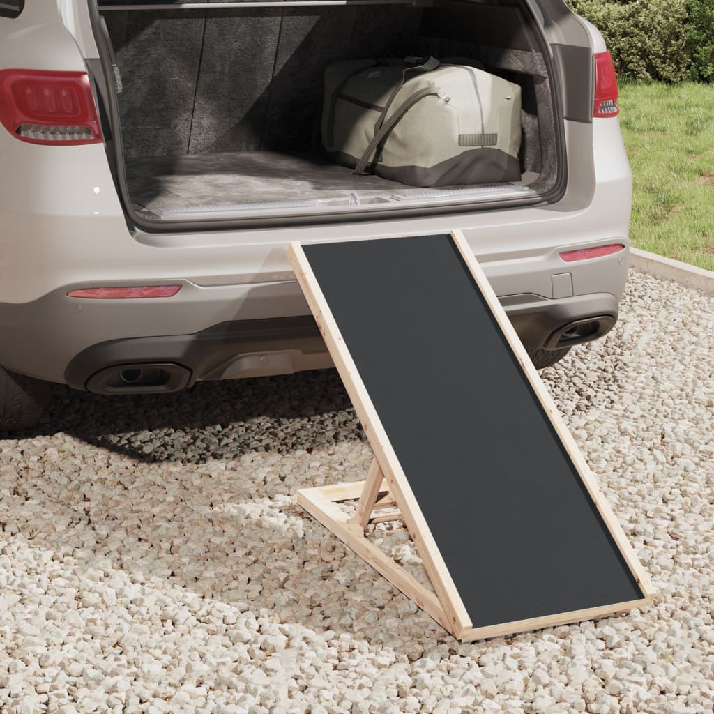vidaXL Dog Ramp 100x40 cm Solid Fir Wood Grey