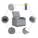 vidaXL Massage Recliner with Light Grey Fabric