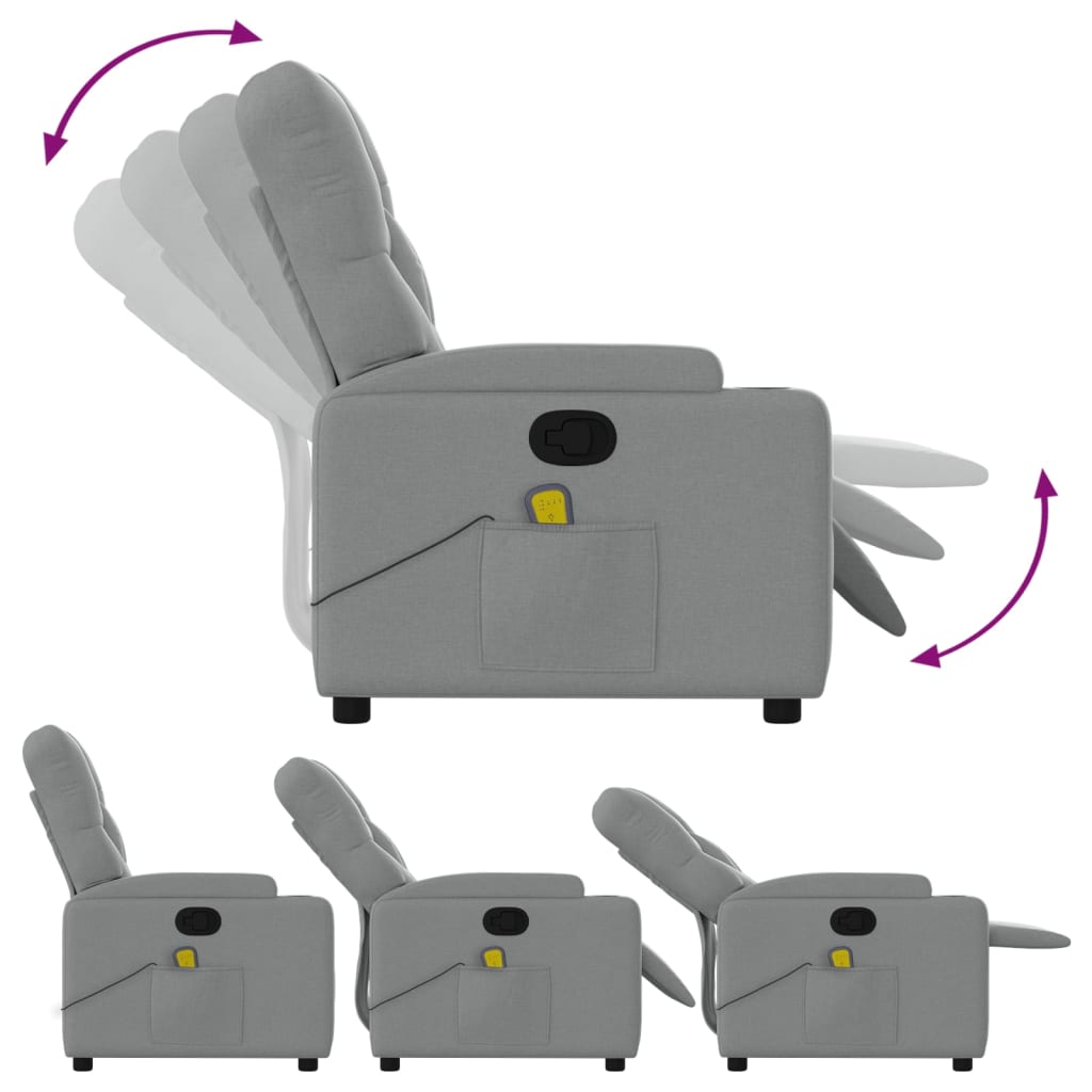 vidaXL Massagestoel met lichtgrijze stof