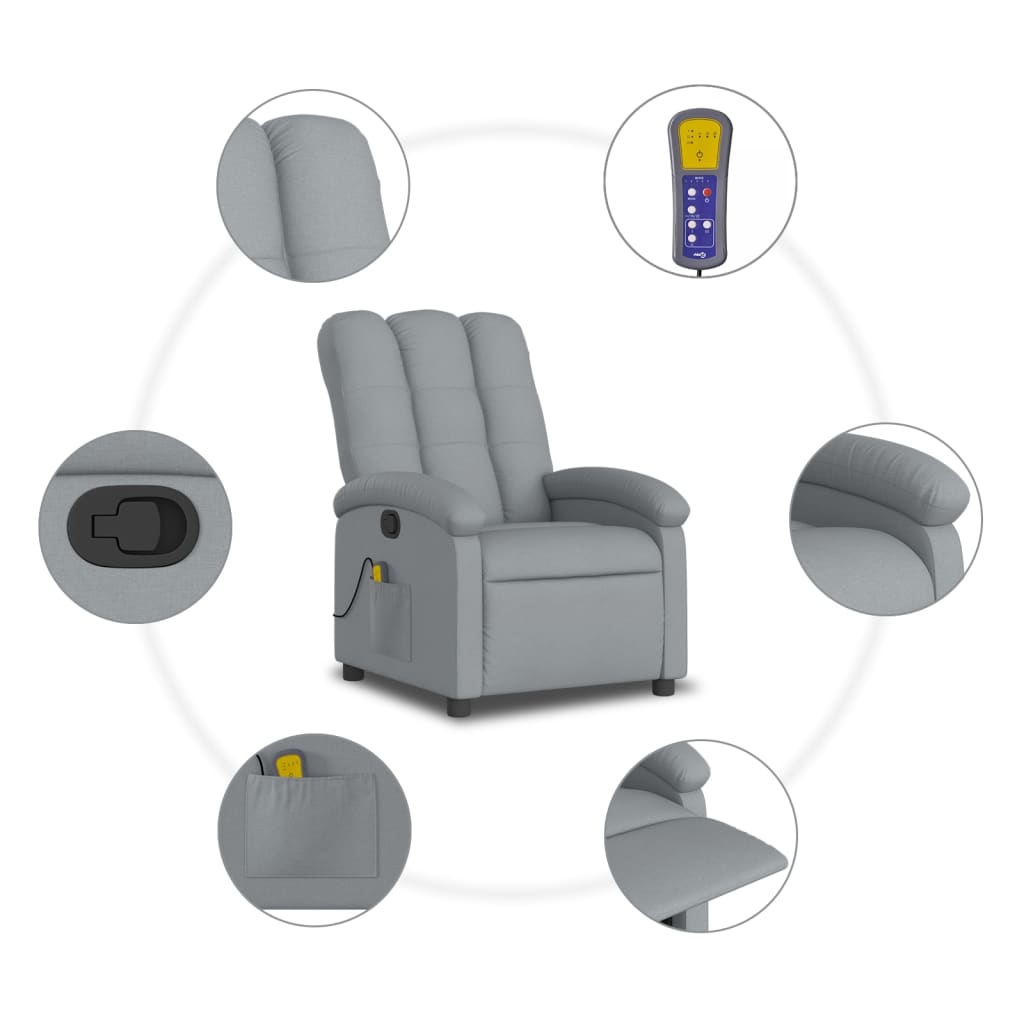 vidaXL Massagestoel met lichtgrijze stof