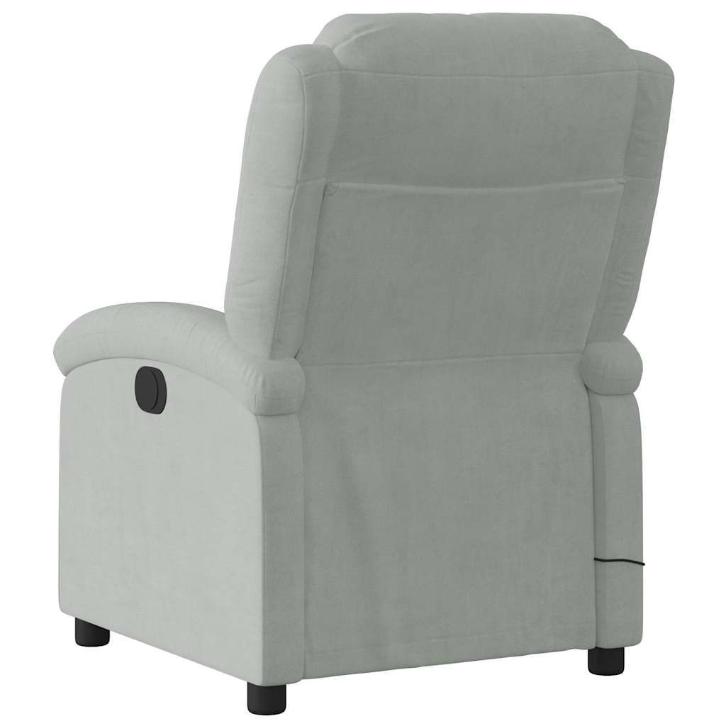 vidaXL Massagestoel lichtgrijs fluweel
