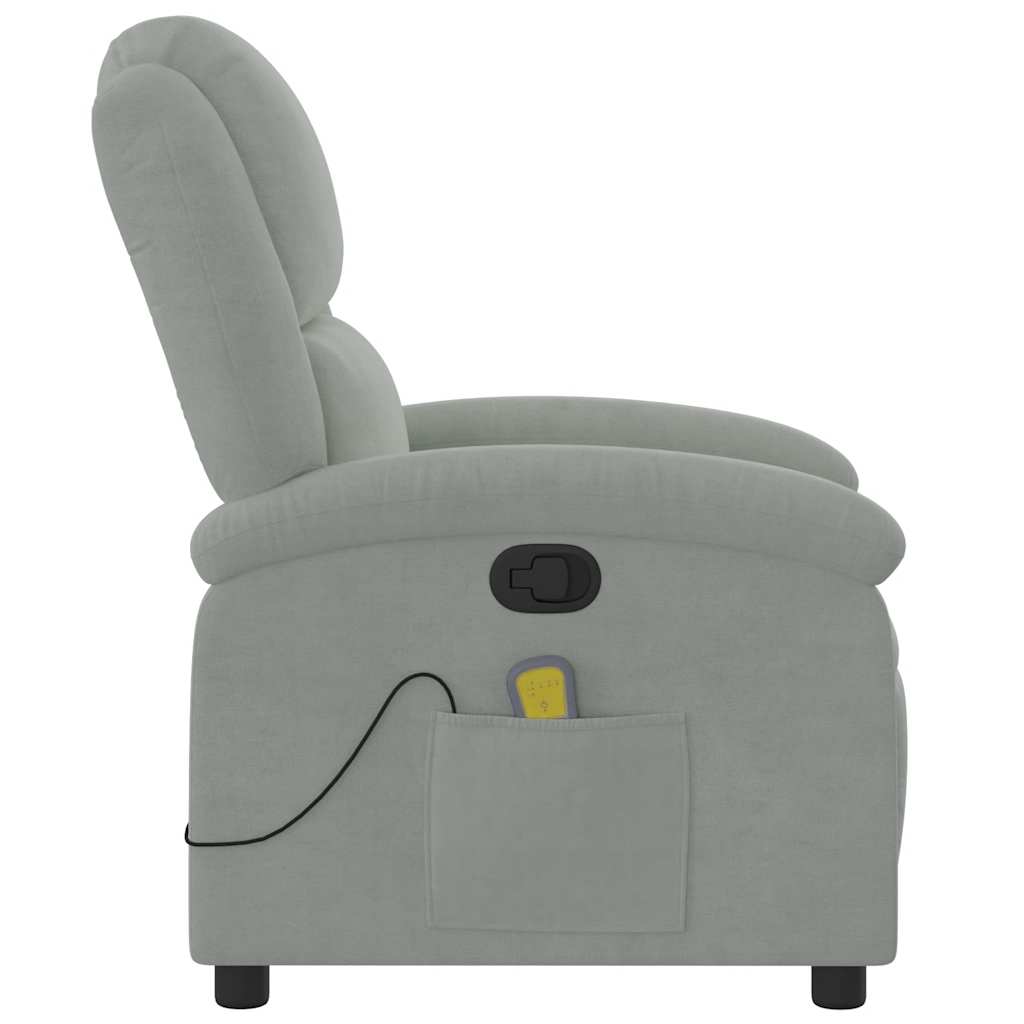 vidaXL Massagestoel lichtgrijs fluweel