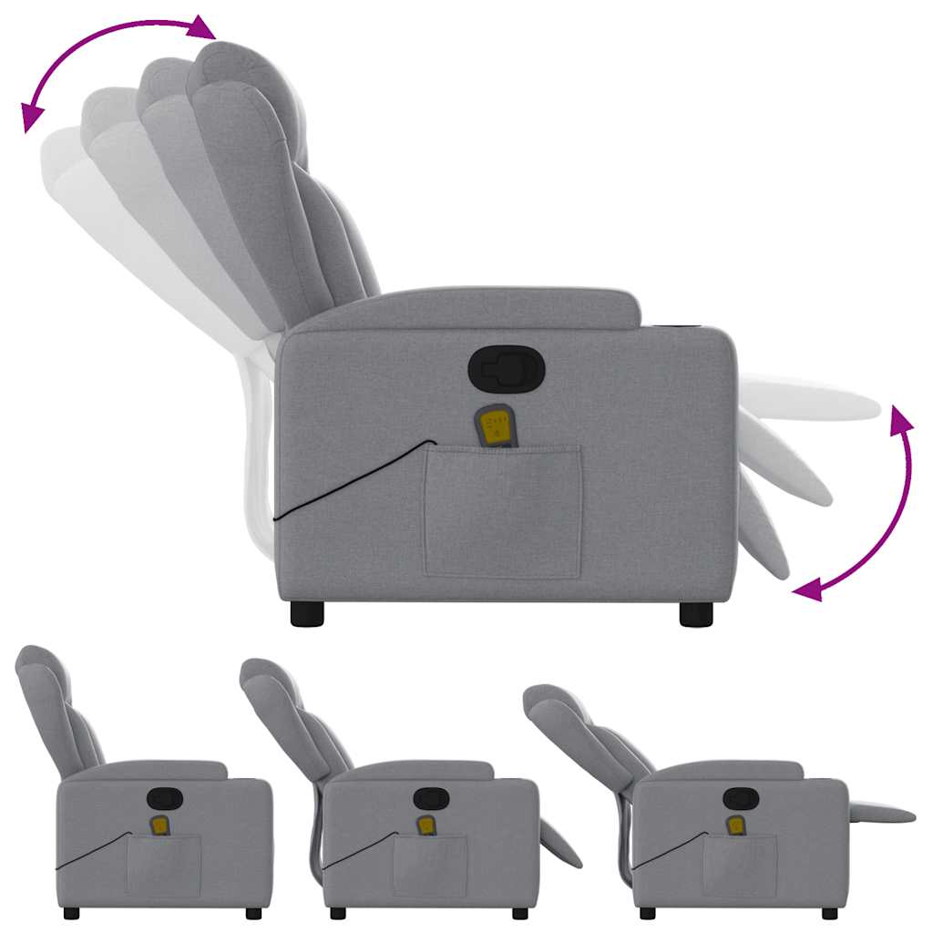 vidaXL Massagestoel met lichtgrijze stof